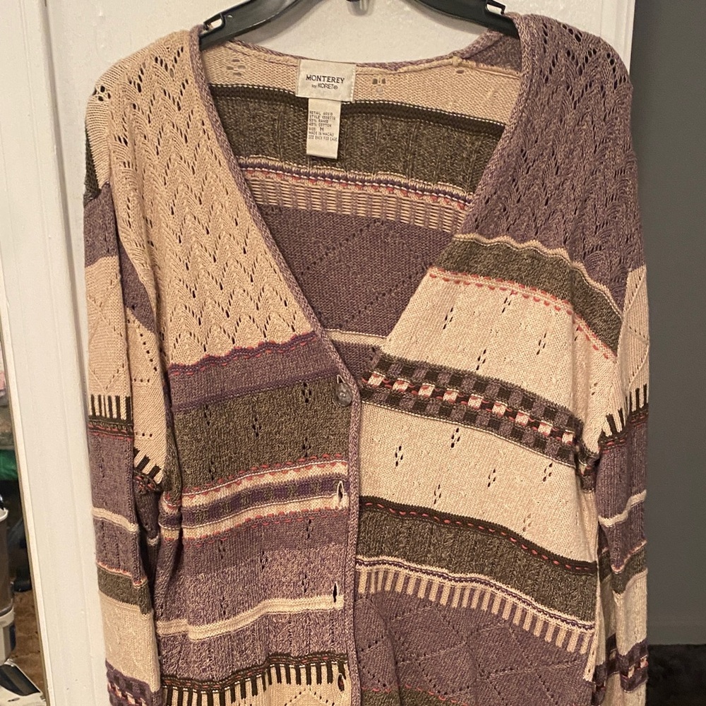 Gray and Cream Women's Sweater